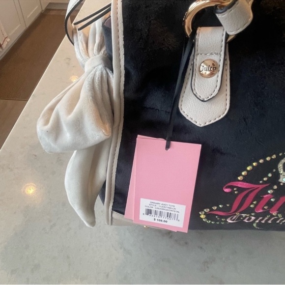 JUICY COUTURE VINTAGE DREAMY TOTE! Black and cream! NWT - Picture 4 of 10